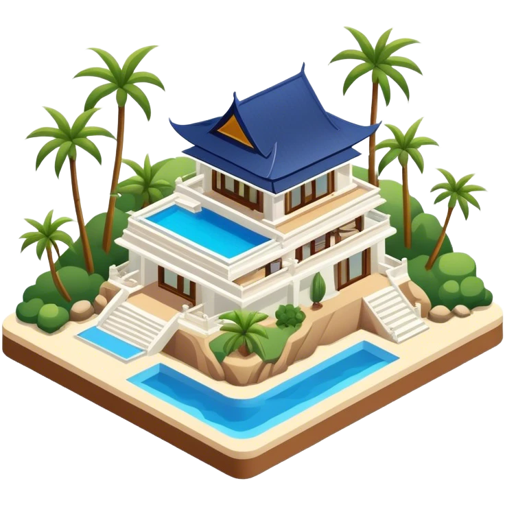 Thailand luxury coastal resort isometric exterior emoji