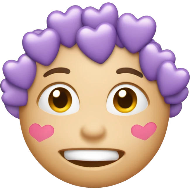 Happy face with lilac hearts around face emoji