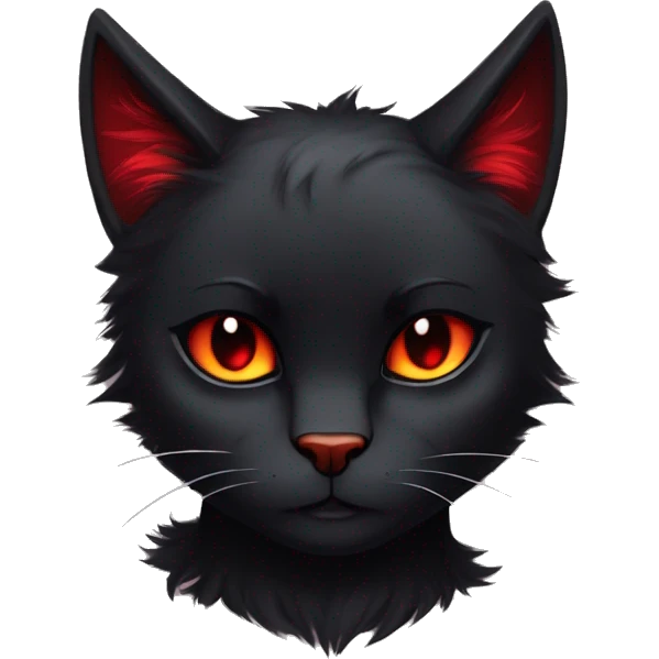 Anthro Edgy Cool Beautiful Black Cat-Fursona with Emo Hair-bangs with Red Streaks emoji