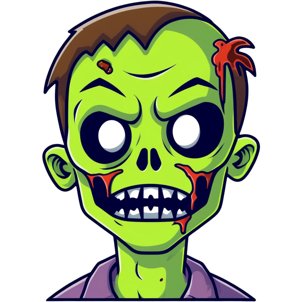 zombie cartoon face with white outline emoji