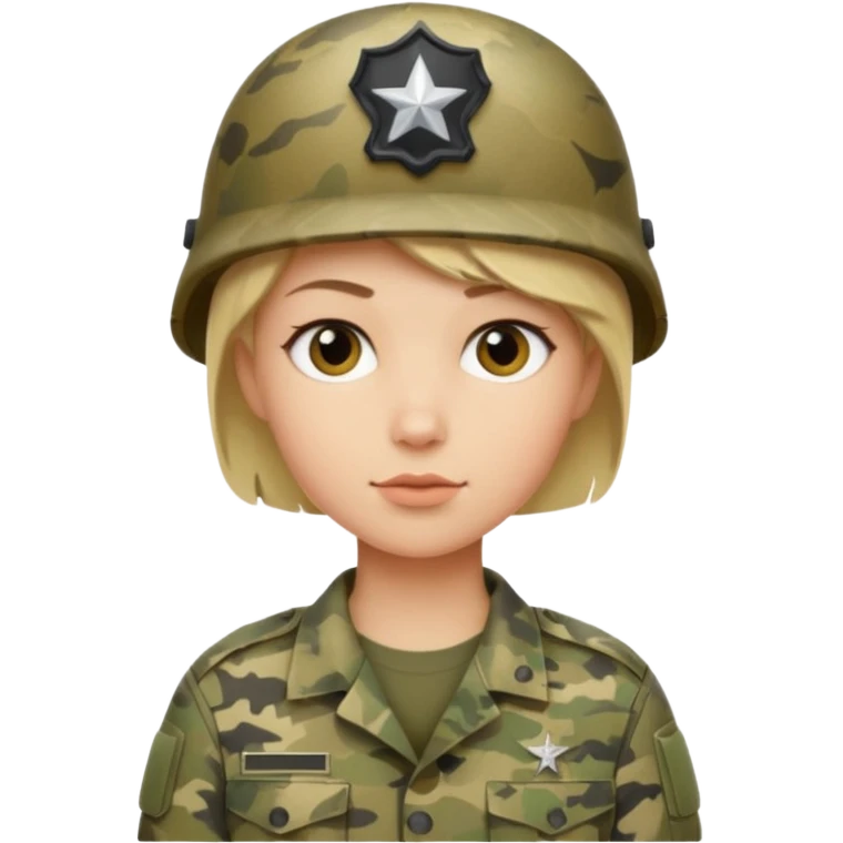 a soldier with short blonde hair in camo emoji