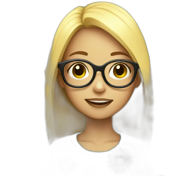 Girl with glasses eating flowers emoji