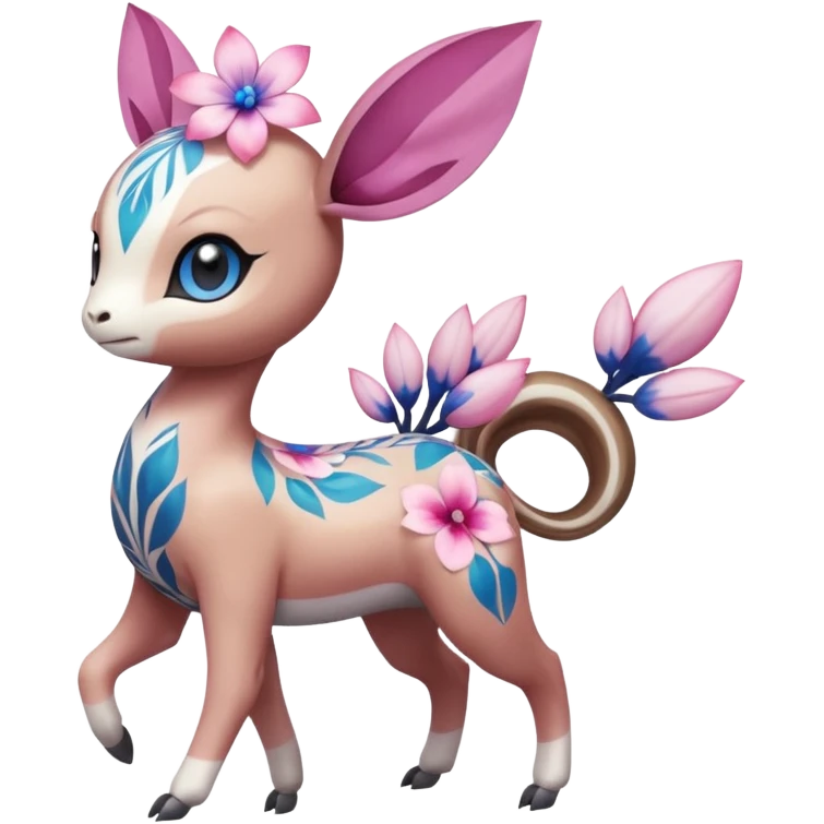 Cute Romantic Realistic  Floral Meloetta-Palkia-Digimon-Pokémon-Fakémon-hybrid-fusion, full body emoji
