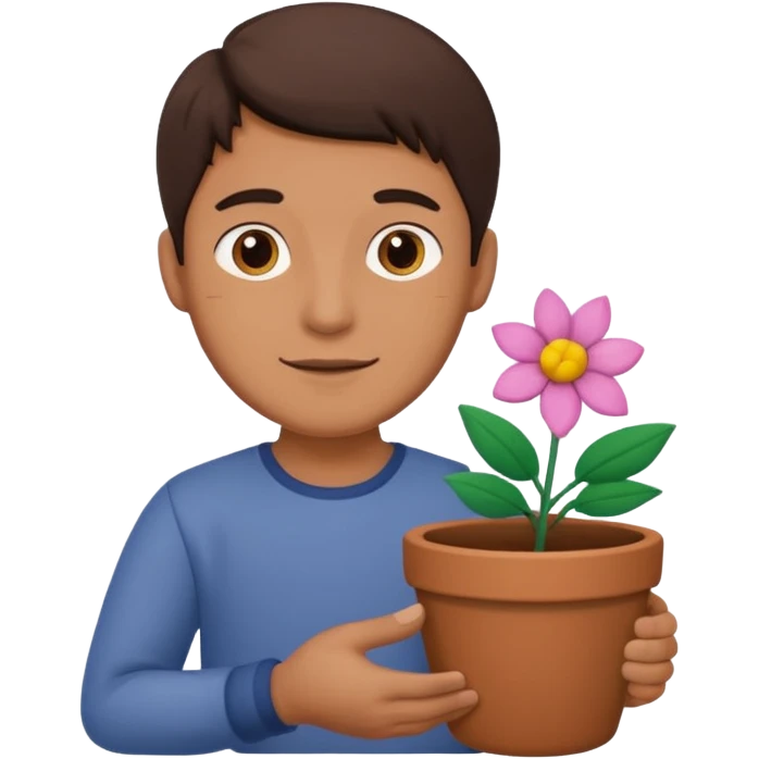 man holding a flower pot emoji