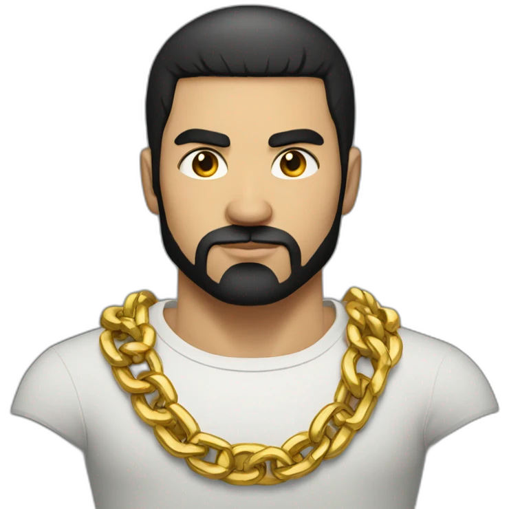 russian strong man thug wearing gold chain with black hair and a short beard emoji
