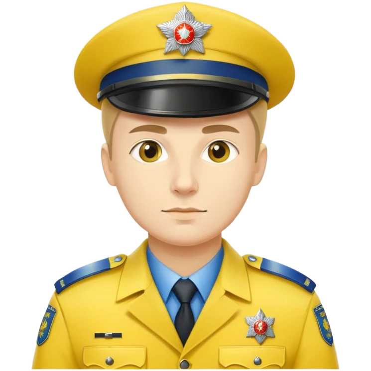 Russian police officer with yellow hat and yellow uniform instead of traditional blue emoji