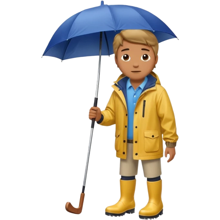 A man playing golf in the rain wearing wellington boots  emoji
