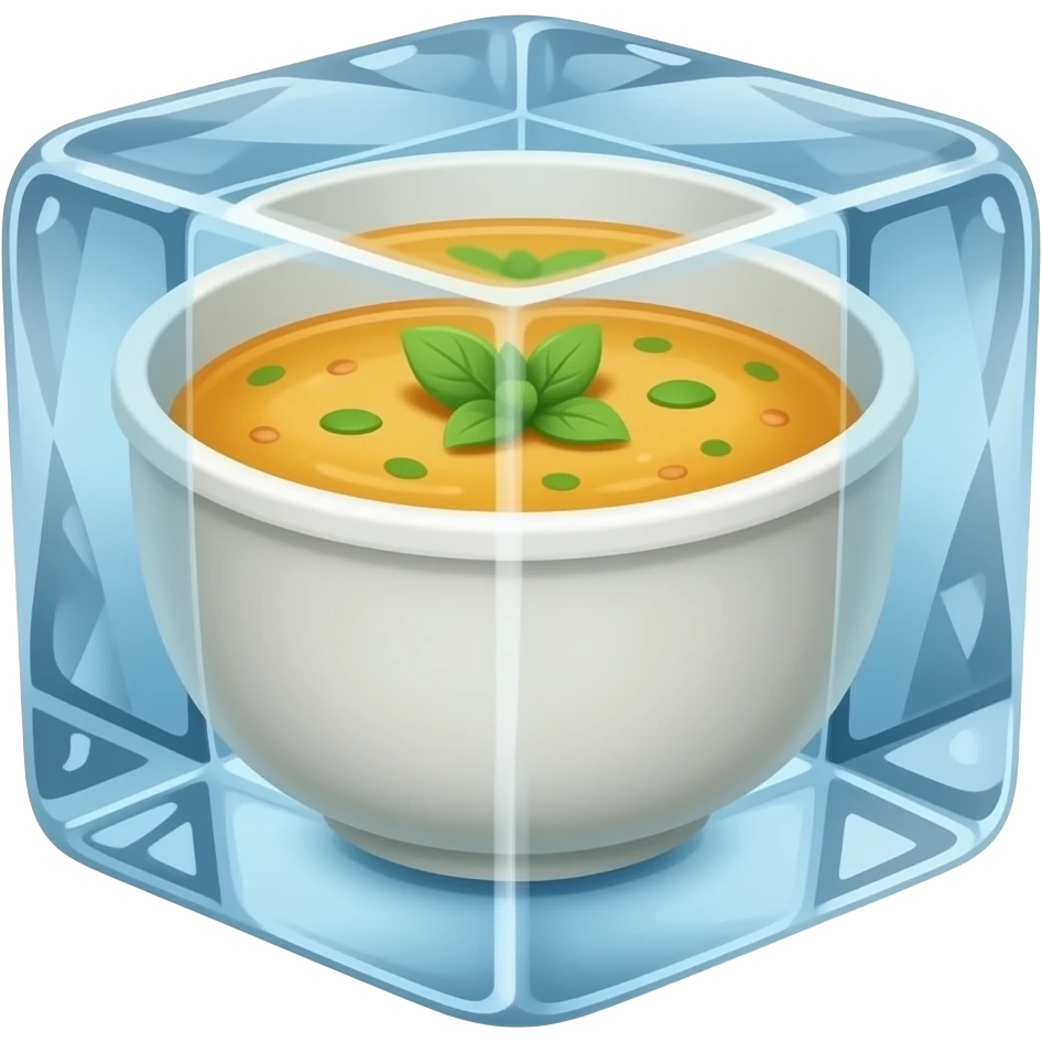 A Soup but frozen in a cube. A super cube emoji