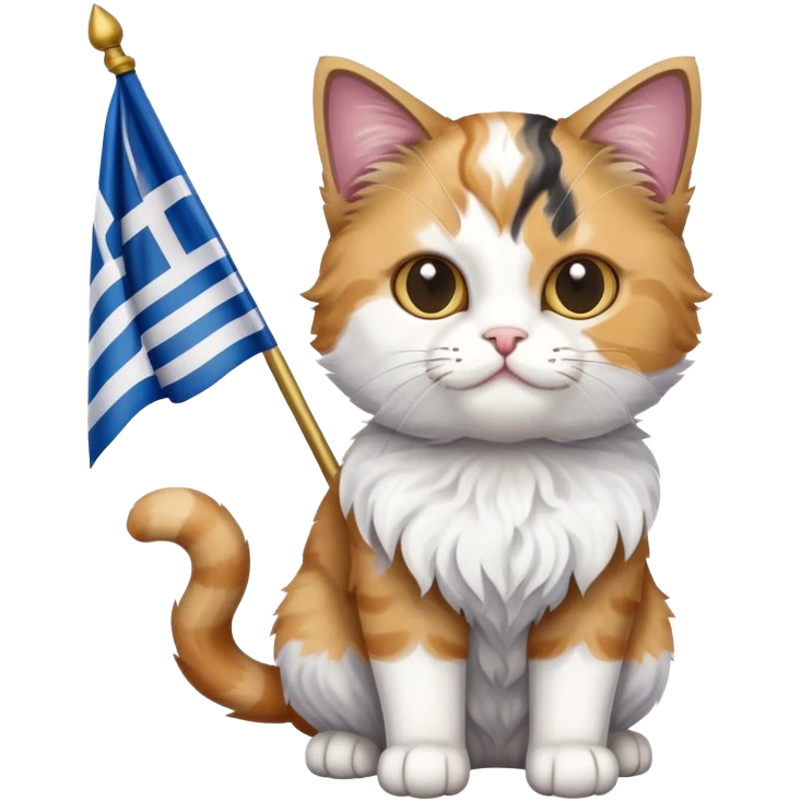 cat holding Greek flag emoji