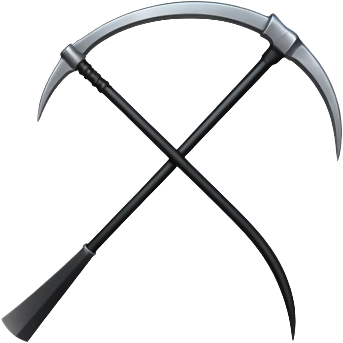 The scythe of the God of Death, a symbol of death, is long and straight, entirely in deep black. emoji