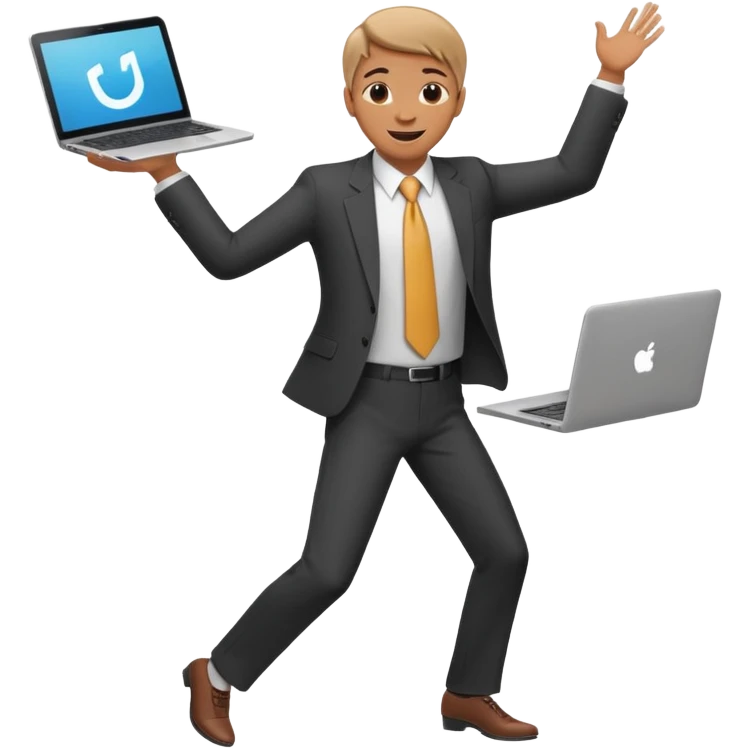 create a person emoji of Barcushake is the superpower name The mover & shaker who stays organised with a laptop dancing emoji