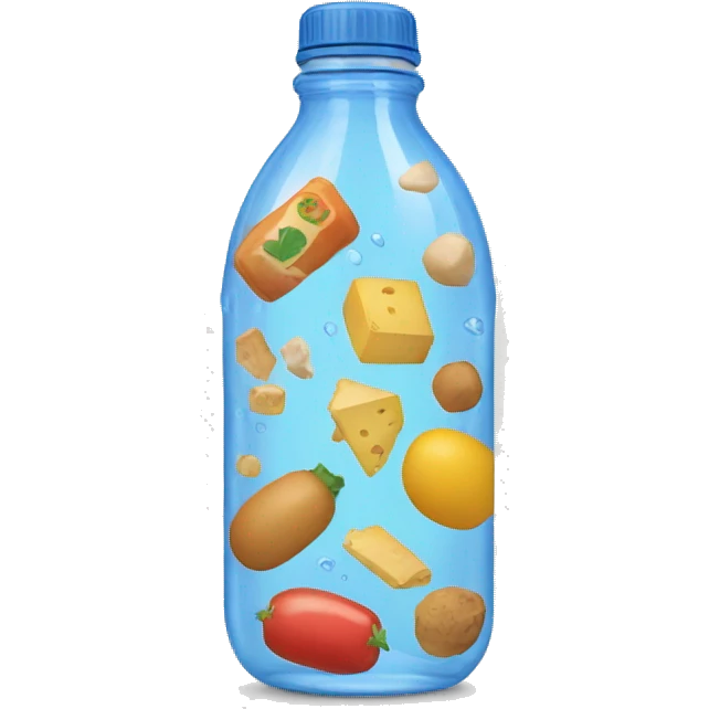water bottle filled with food products emoji