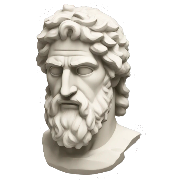 Ancient Greek King Odysseus Statue side Face Only, Sad, Off-white emoji