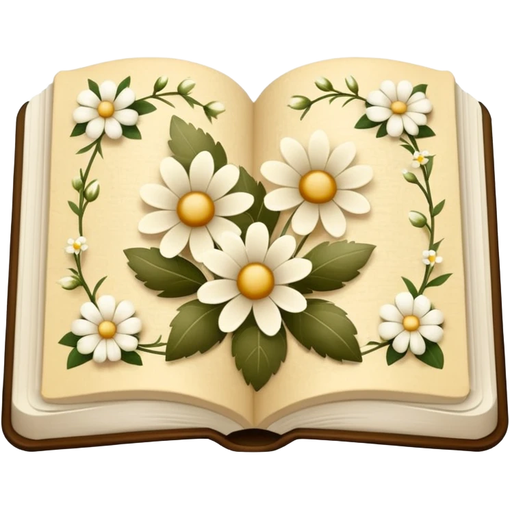 Beige book and white flowers emoji