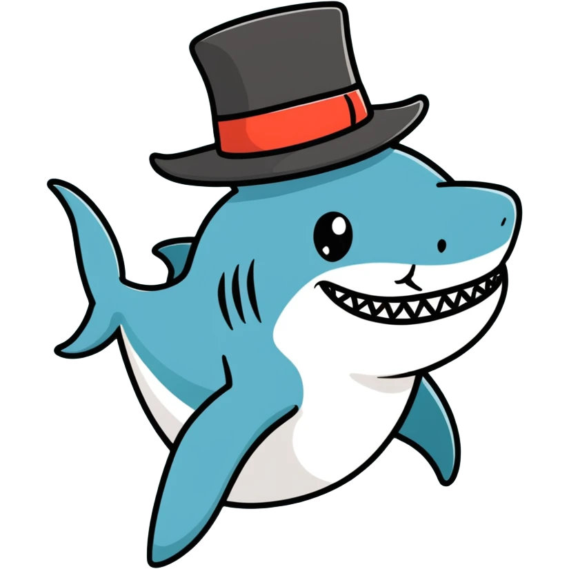 Shark with a top hat emoji