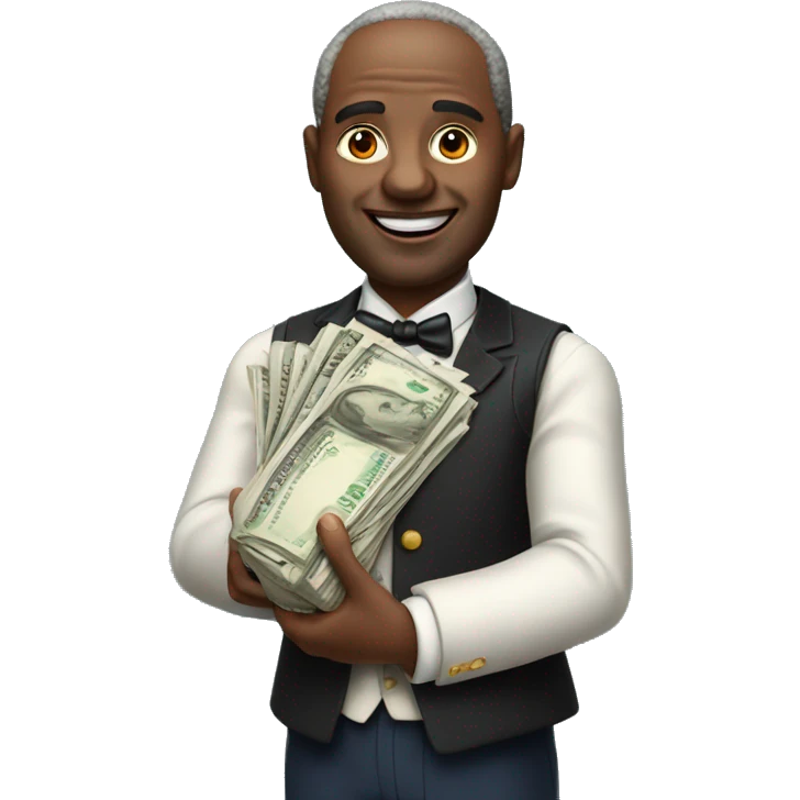 photorealistic aristocrat with money bag in his hands emoji