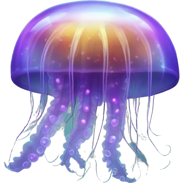 iridescent jellyfish with glowing, trailing tentacles emoji