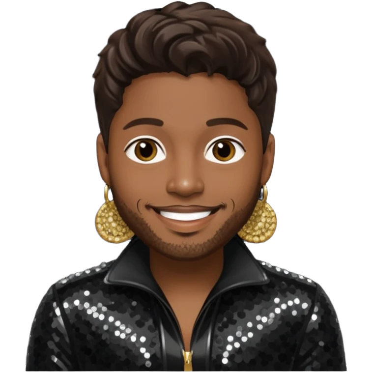 D'Angelo, Neo-Soul Singer (1974-2025) with dark brown hair black sequin outfit emoji