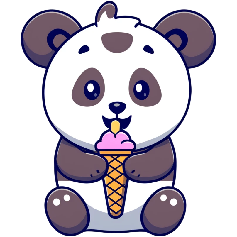 Panda eating ice cream emoji