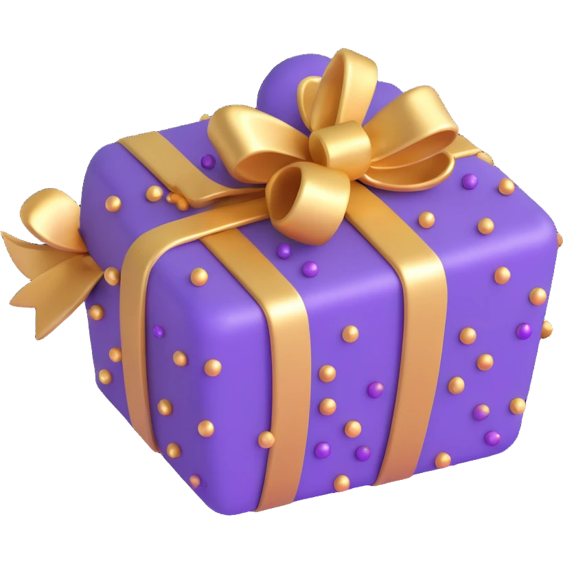 magical purple candy with sparkles wrapped in gold inspired by Pokémon Rare Candy emoji