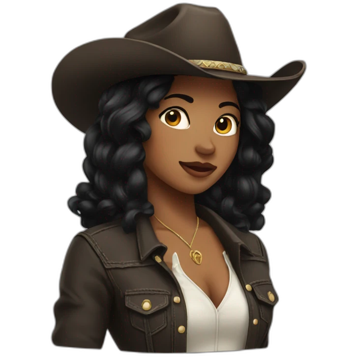 cowgirl straight black hair emoji