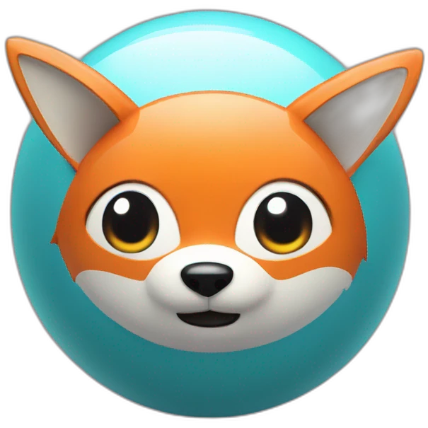 3d sphere with a cartoon fox with big eyes emoji