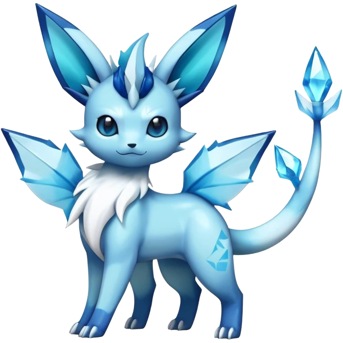 Shiny Cool Glaceon-Vaporeon-Fakemon-hybrid-fusion- full body emoji