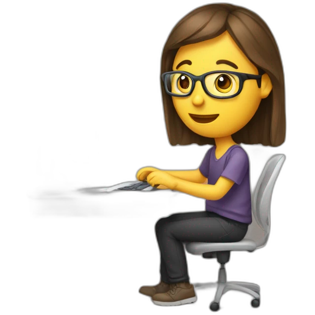 graphic designer working in a computer emoji
