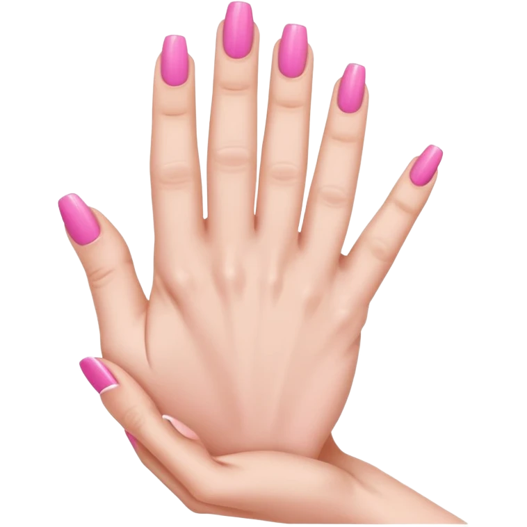folded hand with pink nails done with five fingers  emoji