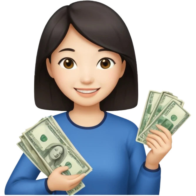 Hot Asian girl with money  emoji