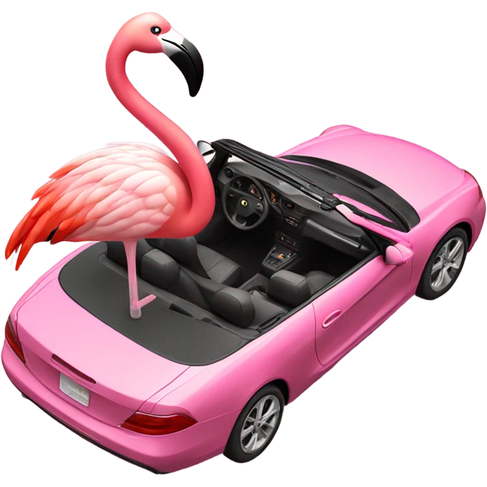 Flamingo in a convertible emoji