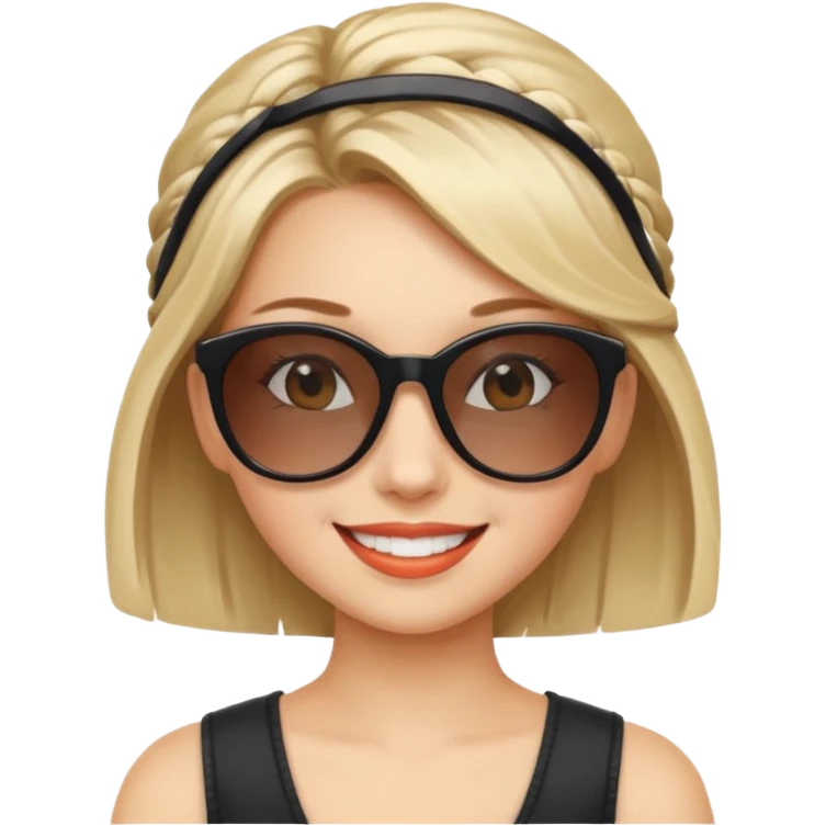 girl with hair style sunglasses on head  emoji