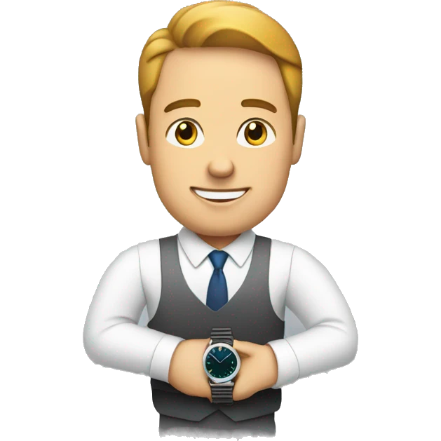 Businessman checking the time on his watch emoji
