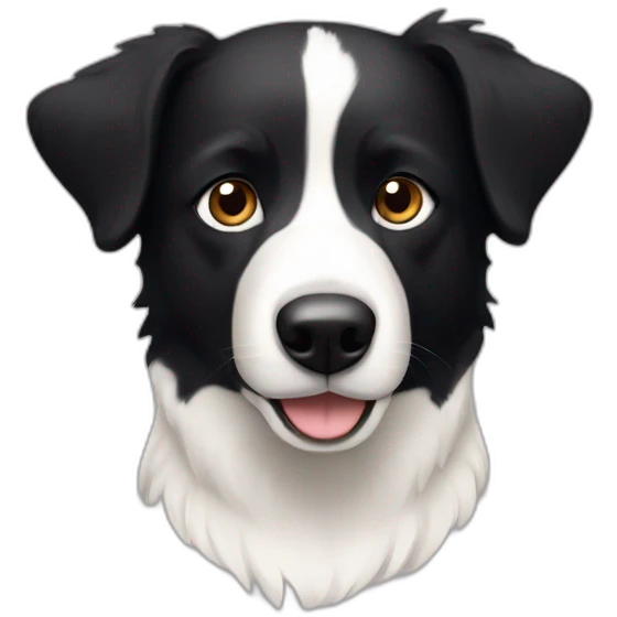 dog, short-hair, black-hair, white-chest, white-stripe-down-nose, black-face, black-head, border-collie, mcnab emoji