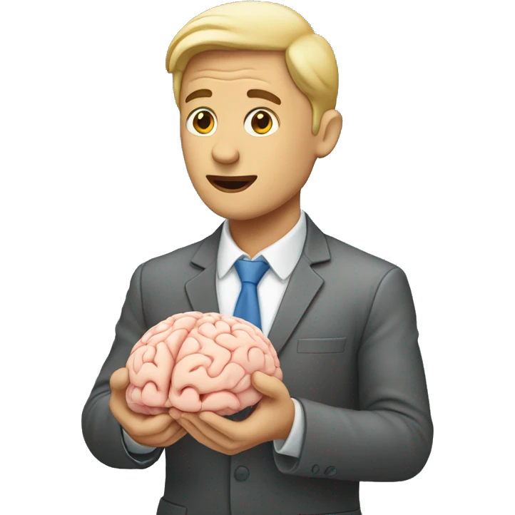 man holding brain emoji