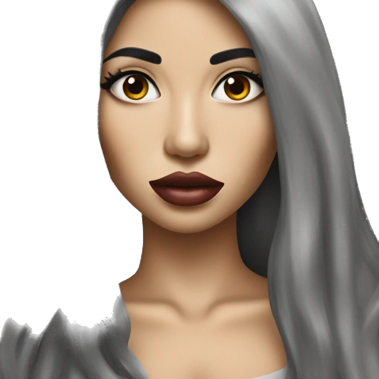 Woman with long black hair and big lips  emoji
