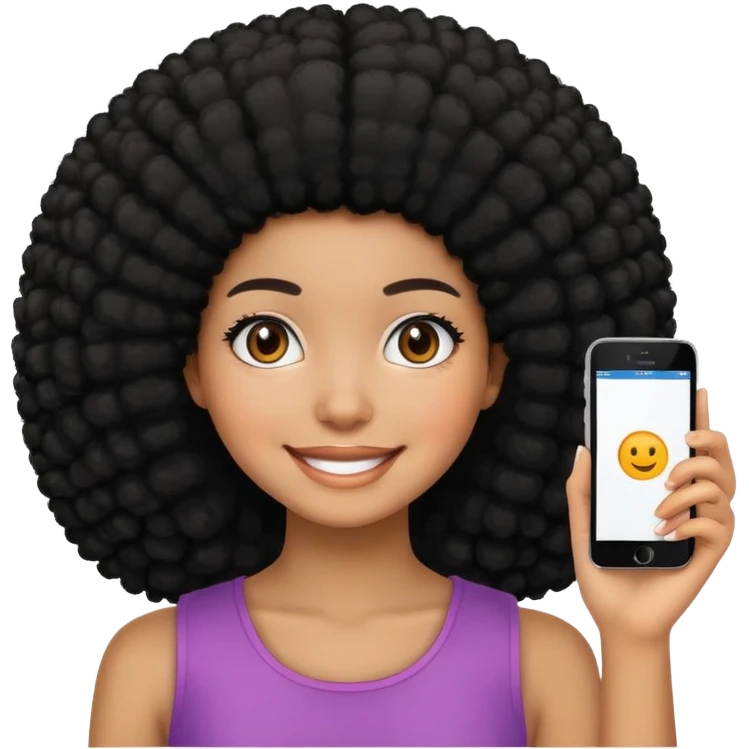 smiling girl with black afro emoji
