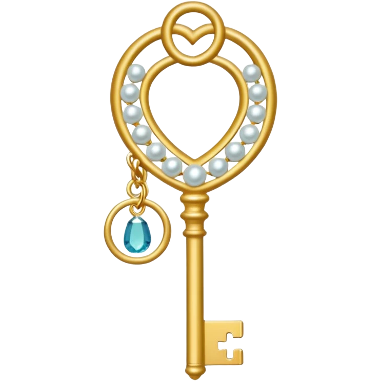 aesthetic key with ribbon in sirkne style and pearls emoji