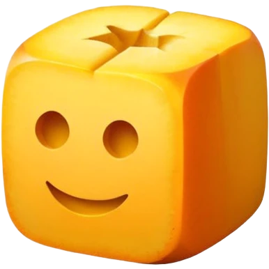 minimal emoji of sliced mango with cube-cut surface, square mango chunks raised outward, bright yellow-orange, no face, isolated emoji