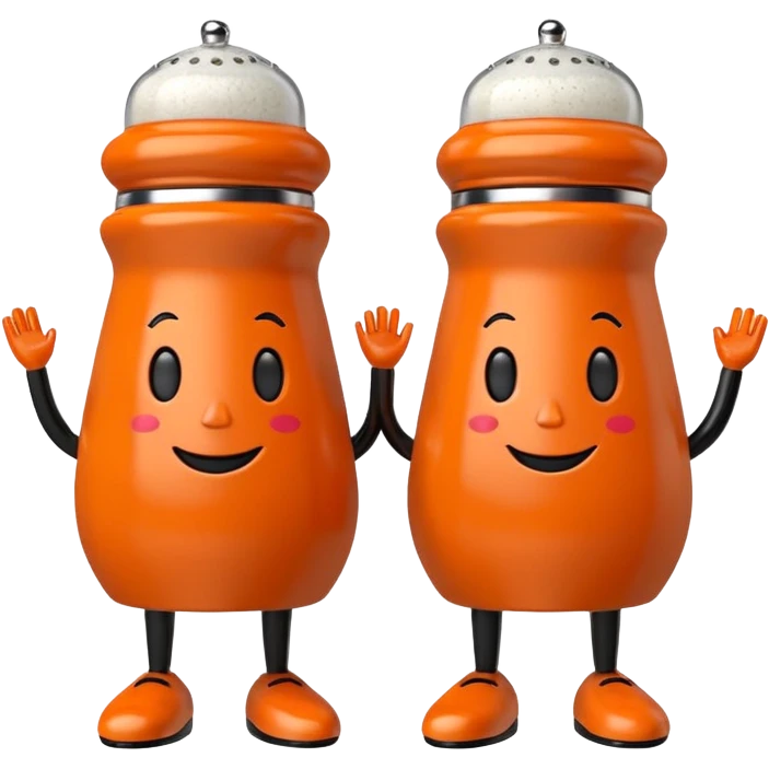 make a salt and pepper but make the pepper orange and make them both have legs and faces
 emoji