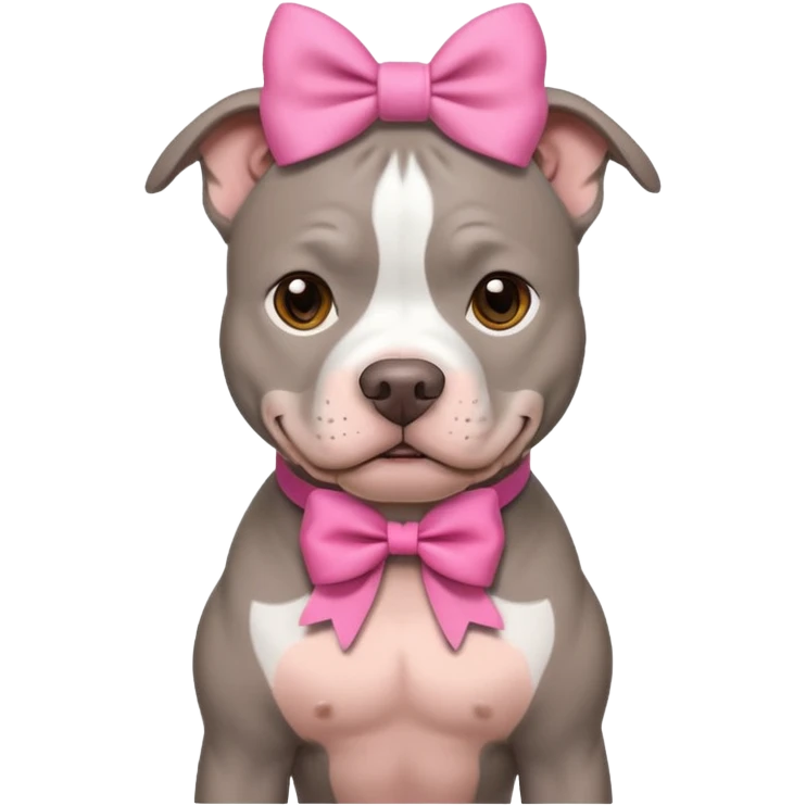 Gray Pitbull with a pink bow emoji
