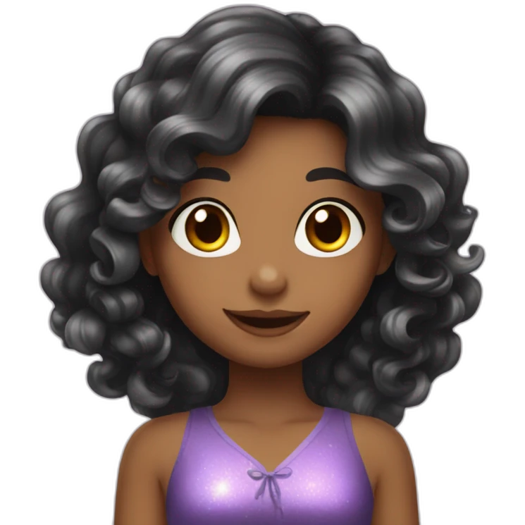 girl with long wavy black hair magic sparkles emoji