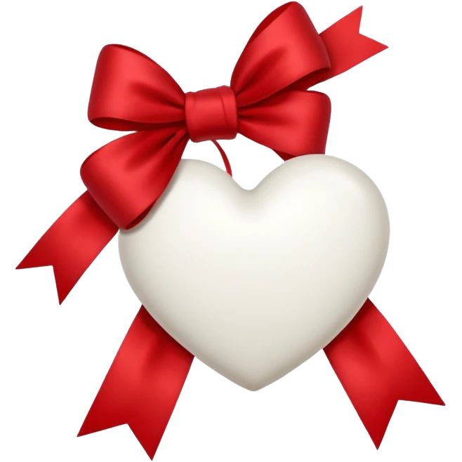 white heart with velvet ribbon emoji