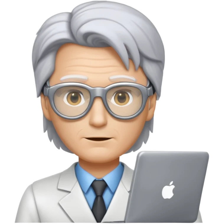 Je veux que tu me crées un personnage derrière un écran d'ordinateur qui ressemble à doc de retour vers le futur emoji
