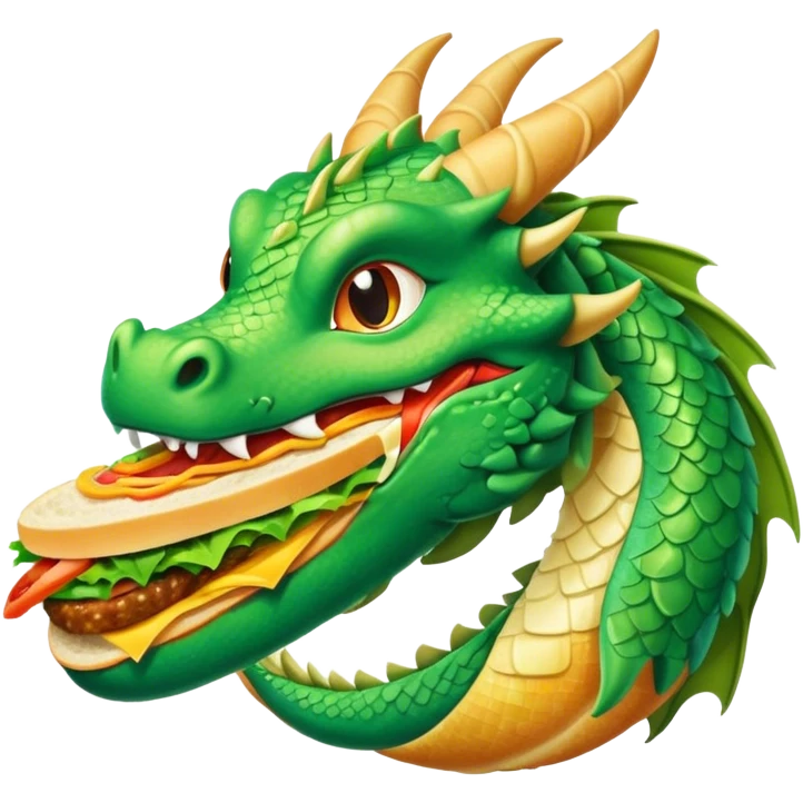 dragon eating a banh mi emoji