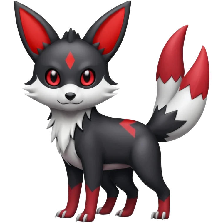 White, black and red Umbreon-Zangoose-fusion (full body) emoji