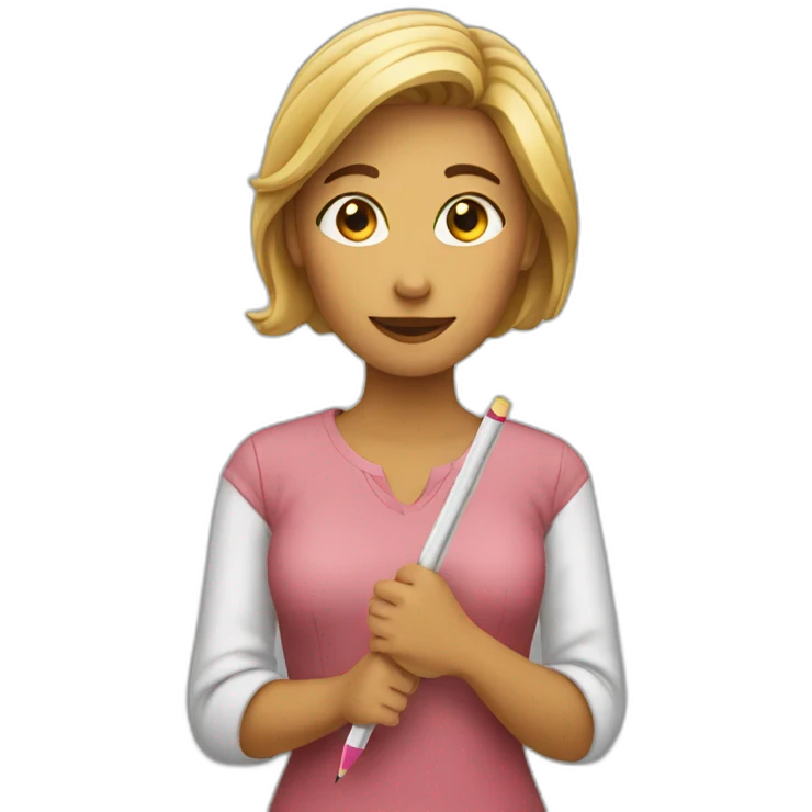 woman holding a pencil emoji