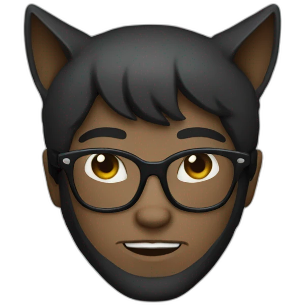 dark haired catman with glasses with beard emoji