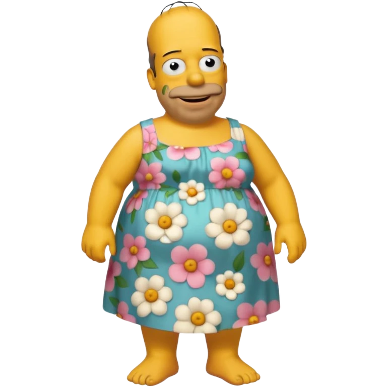 fat hommer simpson with flowers dress emoji