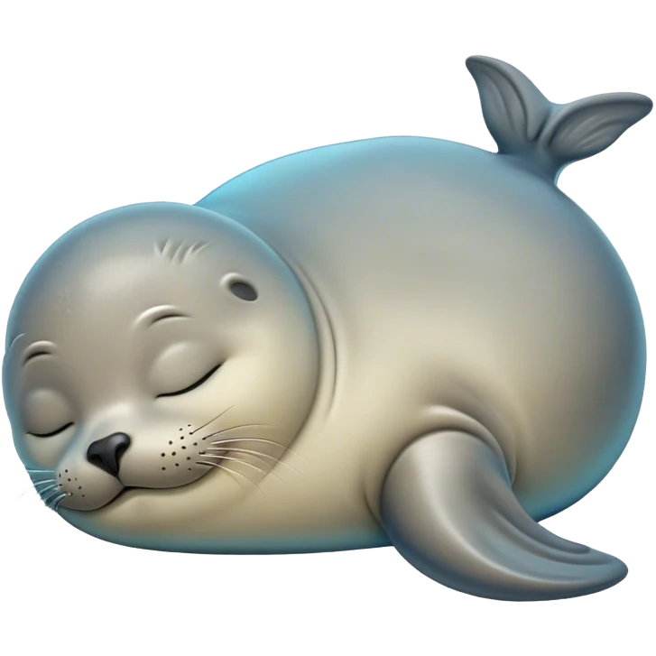 Meme-Worthy cute Sleeping Seal Portrait Emoji, Head resting peacefully with a contented smile, showcasing a luxuriously smooth, glossy form and eyes gently closed in serene slumber, Simplified yet hilariously adorable features, highly detailed, glowing with a soft, drowsy ocean light, high shine, relaxed and utterly lovable, stylized with an air of playful laziness, bright and heartwarming, soft glowing outline, capturing the essence of a sleeping seal that feels destined to become the next viral sensation of adorable rest! emoji